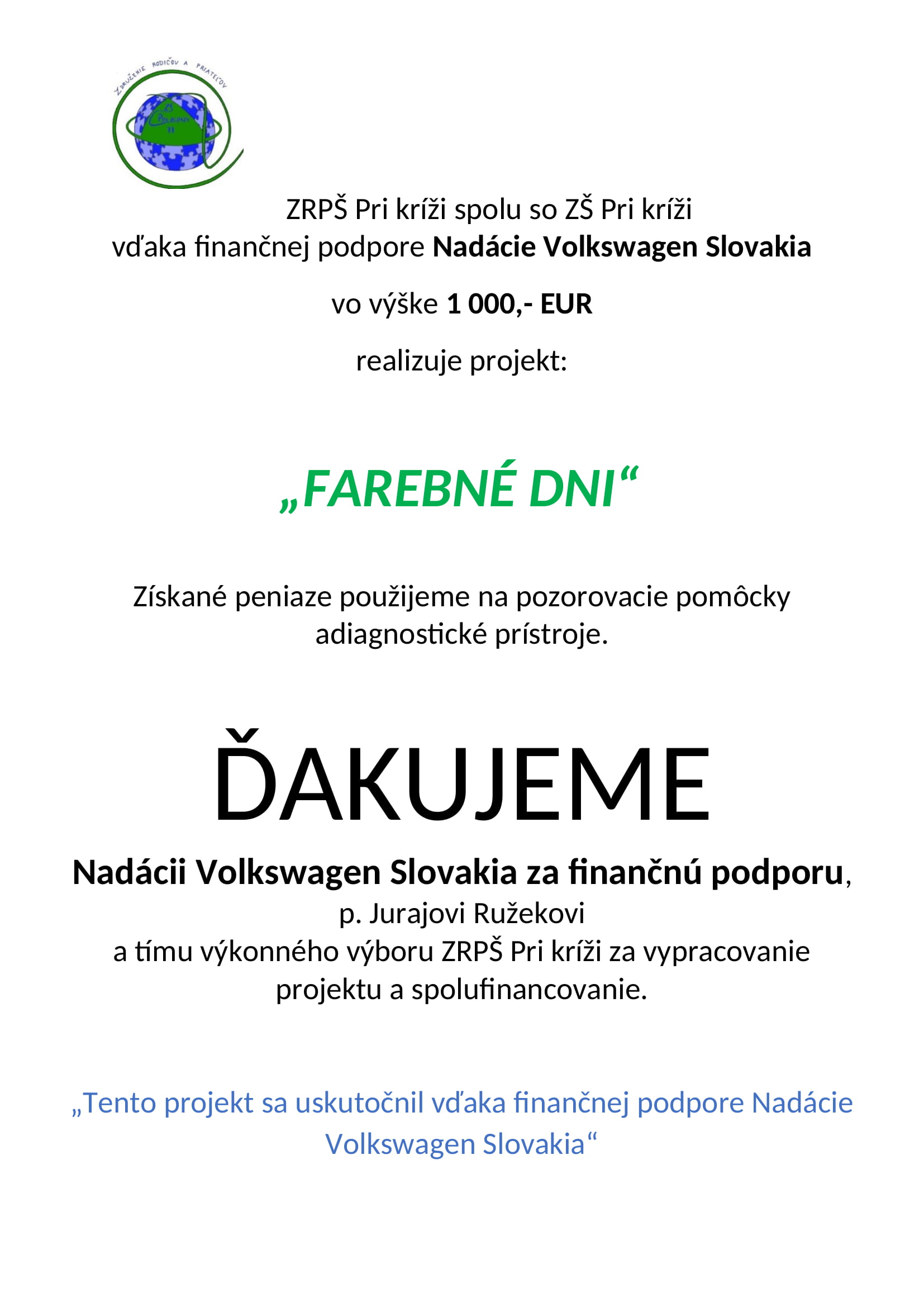 podakovanie Farebné dni VW-1